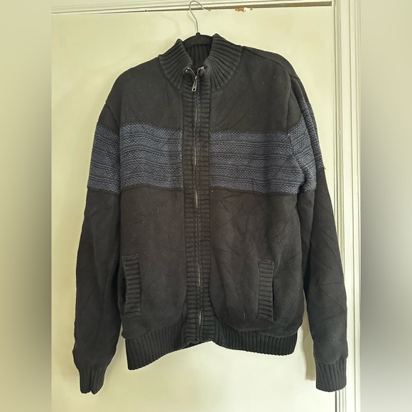 Telluride Clothing Company  XL Men’s Fleece Lined Blue & Black Full Zip Sweater. - Picture 1 of 16